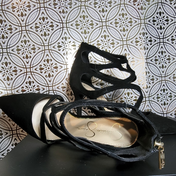 JESSICA SIMPSON Black Suede leather Stiletto Heels - size 6.5 - 4 inch - Picture 4 of 7